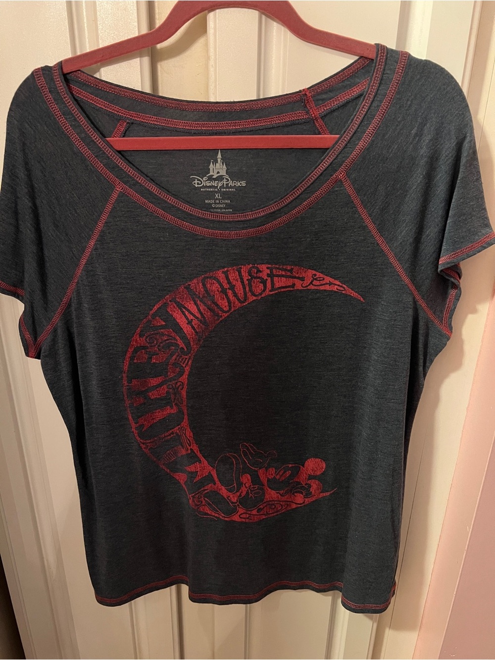 Disney Women's gray and pink Mickey Moon Tee
